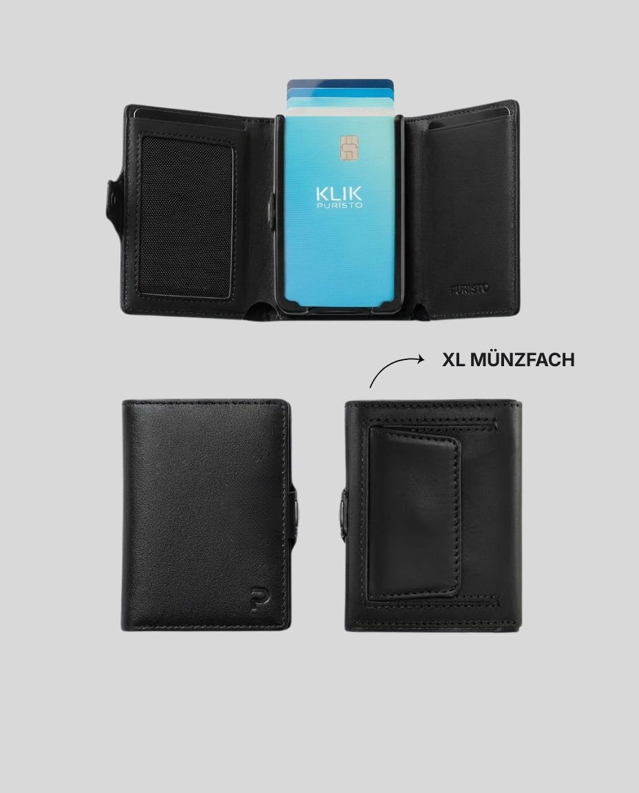 Geldbörse, Kartenhalter, Knopf Münzfach, Schwarz, Kreditkartenetui, Kartenhülle, Geldbörse, Halterung, Kartenfächer, Münzfach, Kreditkartenhülle, Geldbörse, Kartenetui, Schwarz, XL Münzfach, Geldbörse, Kreditkartenhalter, Schwarz, Leder, Münzfach