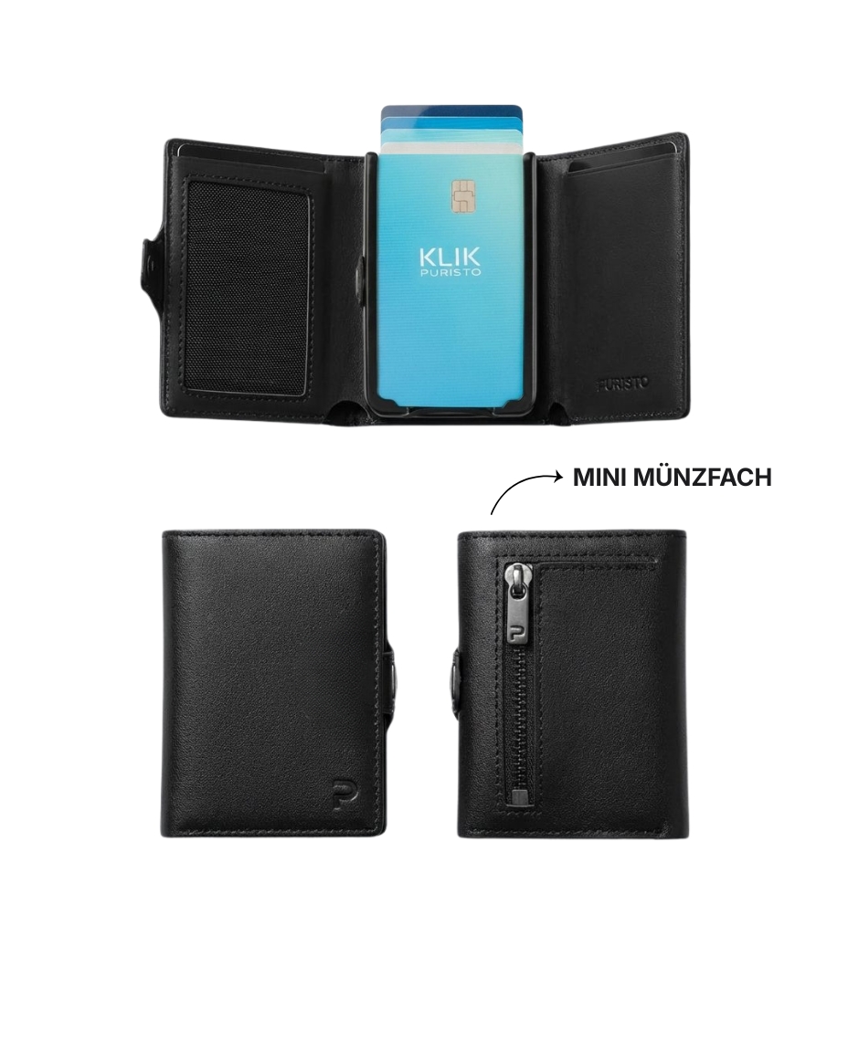 Kreditkartenetui, Geldbörse, Geldbörse Leder, Kartenhülle, Zippverschluss, Kreditkartenetui, Geldbörse, Wallet, RFID, Zip-Münzfach, Portemonnaie, Geldbörse, Kartenzange, Reißverschluss, Slimwallet, Kartenhalter, Geldbörse, Mini Münzfach, Schwarz, Leder